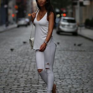 White tart tank top with built in bra